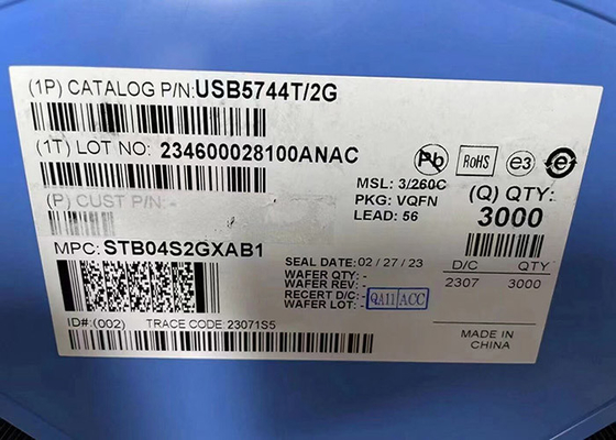 De Spaanderusb5744t/2g 4-haven van geïntegreerde schakelingen USB-Hubcontrolemechanisme USB 3,0 Interface 56-VQFN