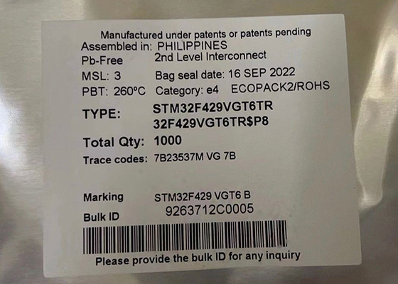 STM32F429VGT6TR 32 bit Single Core Microcontroller IC 100LQFP Integrated Circuit Chip
