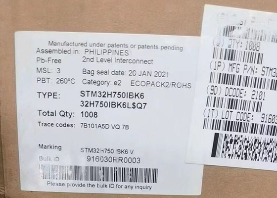 Hoge Prestatiesmcu STM32H750IBK6 Microcontroller Enige Kern de met 32 bits van IC 201UFBGA