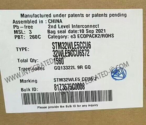 STM32WLE5CCU6 256 de Oppervlakte van de Zendontvangeric 48-UFQFN van de Kbytesflits rf zet op