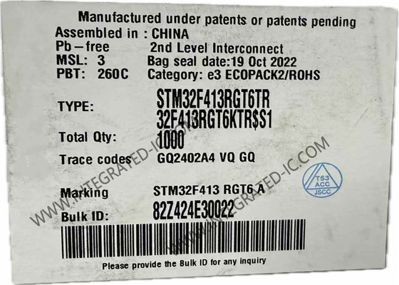 Microcontroller MCU STM32F413RGT6 Ingebed Microcontrollers 64-LQFP Pakket