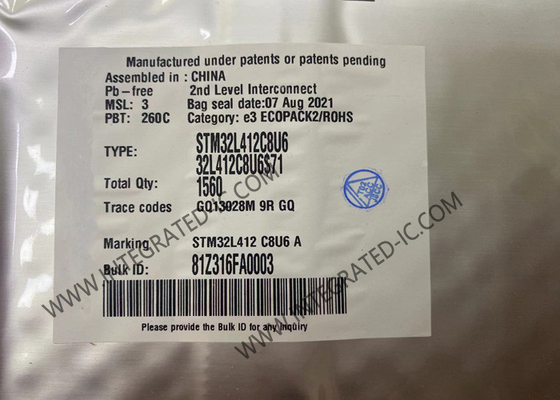 WAPENmicrocontrollers MCU STM32L412C8U6 ARM Cortexm4 RISC 64KB Flits 48-UFQFPN