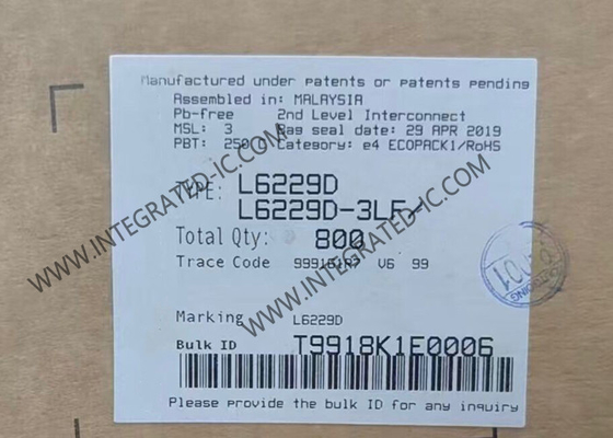 L6229D Geïntegreerde schakelchip DMOS-driver 3-fasige borstelloze DC-motordriver SOIC24